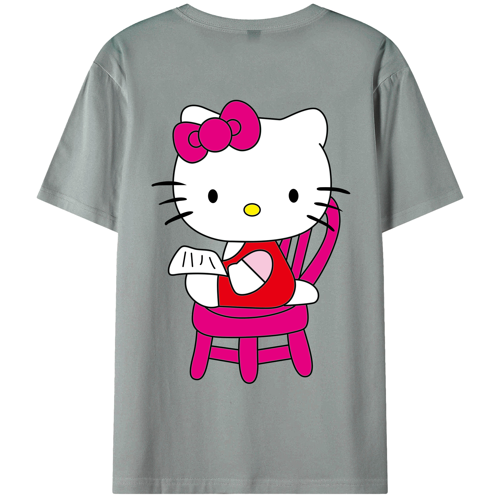 （画像用） Hello Kitty ハローキティ 綿100％ メンズ半袖Tシャツ（バックプリント） 通気性